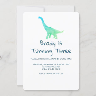 Invitación a la fiesta de dinosaurios con franja a