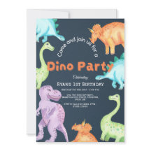 Invitación a la fiesta de dinosaurios para niños y