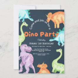 Invitación a la fiesta de dinosaurios para niños y
