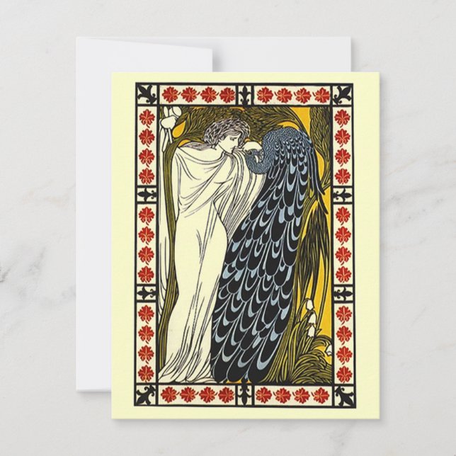 Invitación a la fiesta de Diosa y Pacock Toga (Anverso)