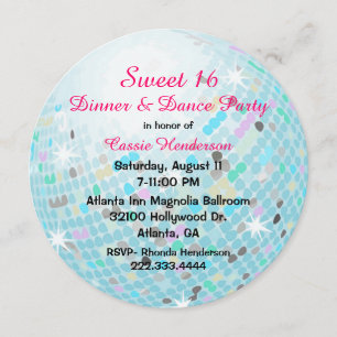 Invitación a la fiesta de Disco Ball Sweet 16 Part