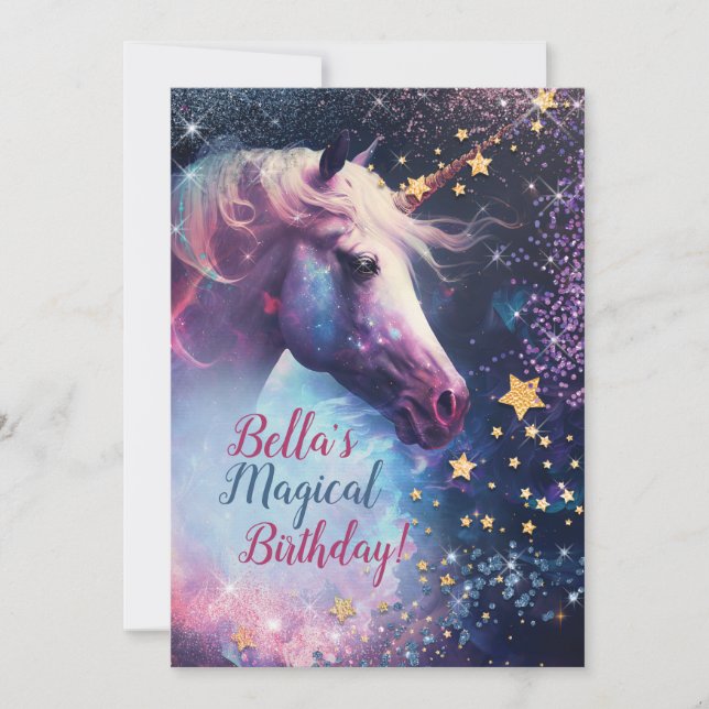 Invitación a la fiesta de diseño de Unicorn (Anverso)