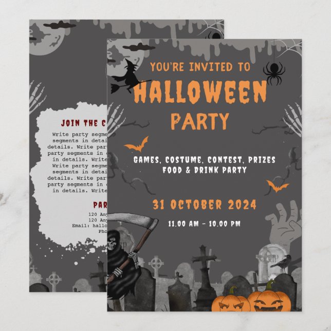 Invitación a la fiesta de disfraces corporativos d (Anverso / Reverso)