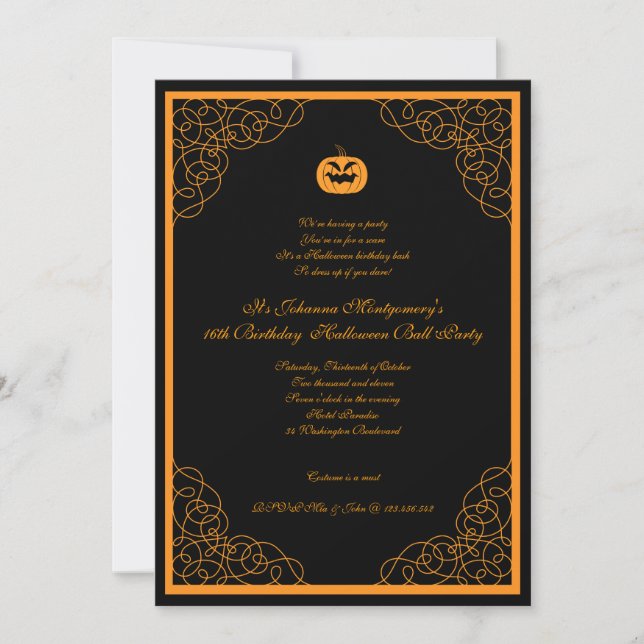 Invitación a la fiesta de disfraces de bolas de Ha (Anverso)