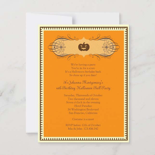 Invitación a la fiesta de disfraces de bolas de Ha (Anverso)