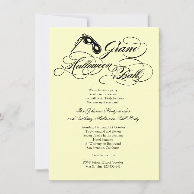 Invitación a la fiesta de disfraces de grano de Ha (Anverso)