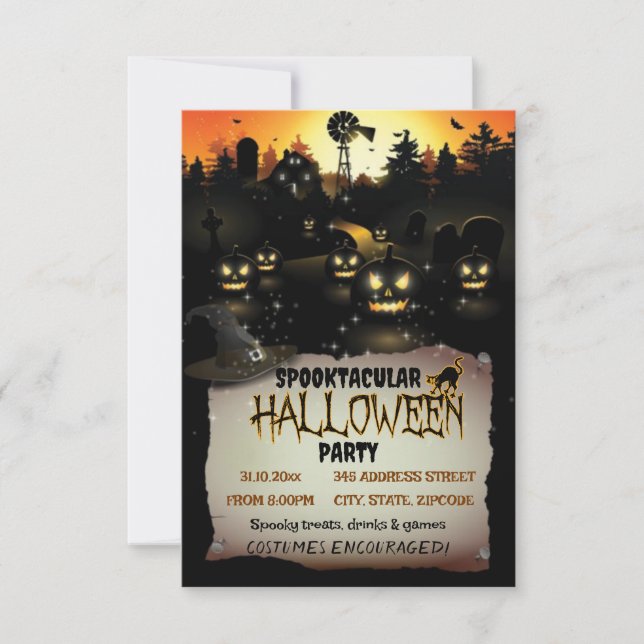 Invitación a la fiesta de disfraces de Halloween (Anverso)