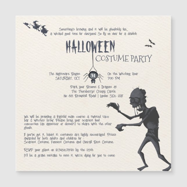 Invitación a la fiesta de disfraces de Halloween (Anverso)
