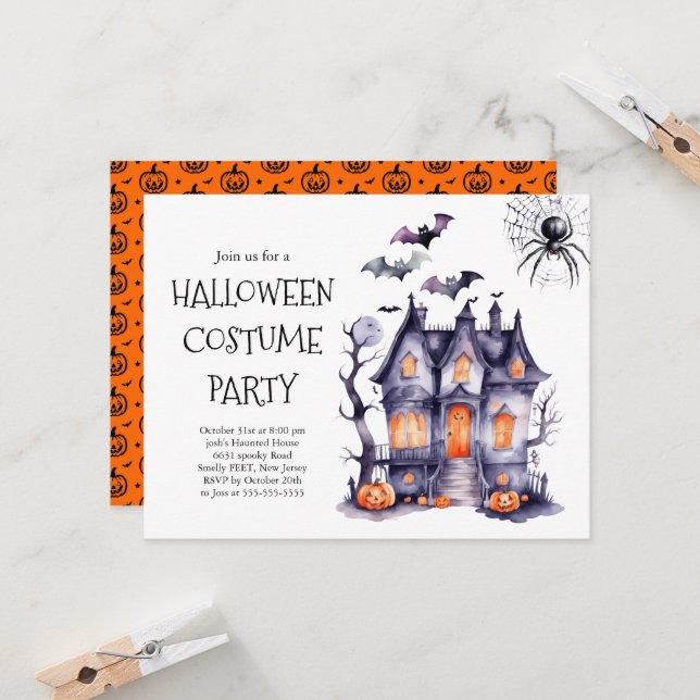 Invitación a la fiesta de disfraces de Halloween | (Anverso/Reverso In Situ)