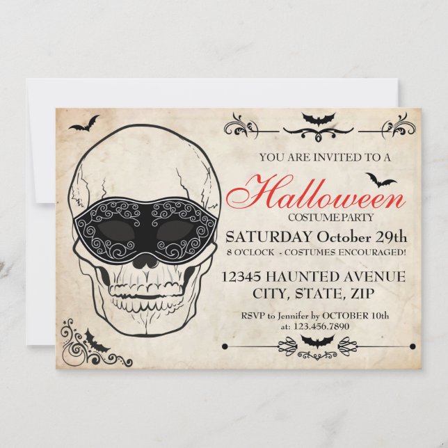 Invitación a la fiesta de disfraces de Halloween (Anverso)