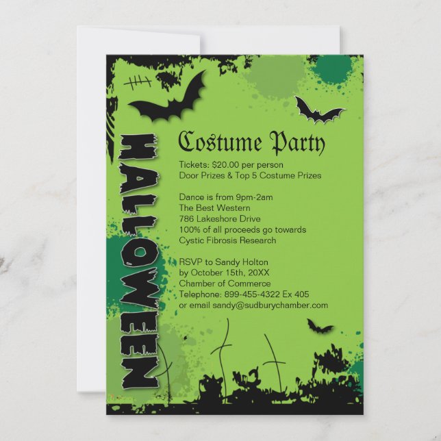 Invitación a la fiesta de disfraces de Halloween (Anverso)