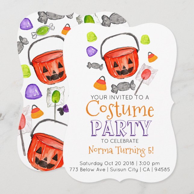 Invitación a la fiesta de disfraces de Halloween (Anverso / Reverso)