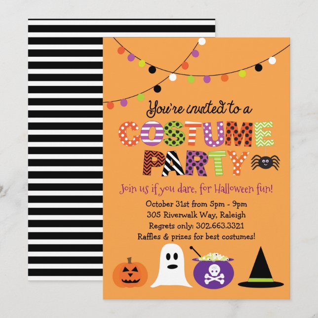 Invitación a la fiesta de disfraces de Halloween (Anverso / Reverso)