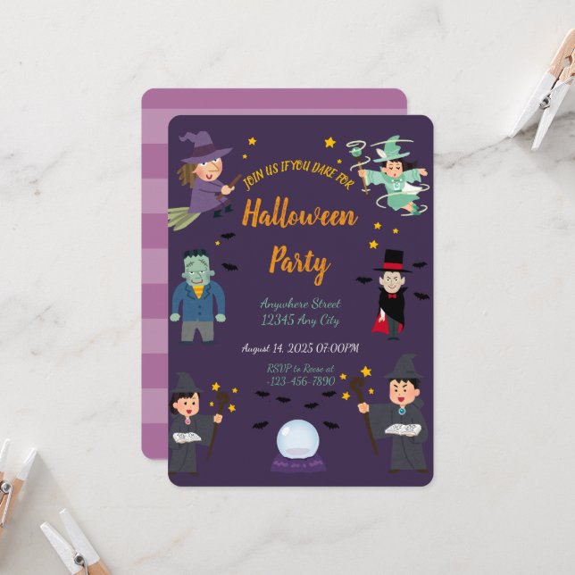 Invitación a la fiesta de disfraces de Halloween (Anverso/Reverso In Situ)
