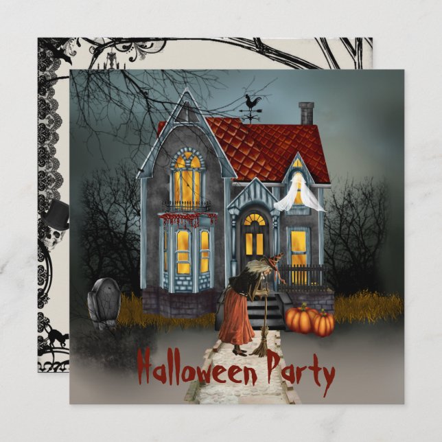 Invitación a la fiesta de disfraces de Halloween (Anverso / Reverso)