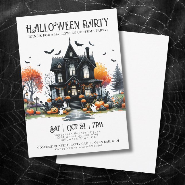 Invitación a la Fiesta de Disfraces de Halloween d (Spooky Costume Halloween Party Invitation)