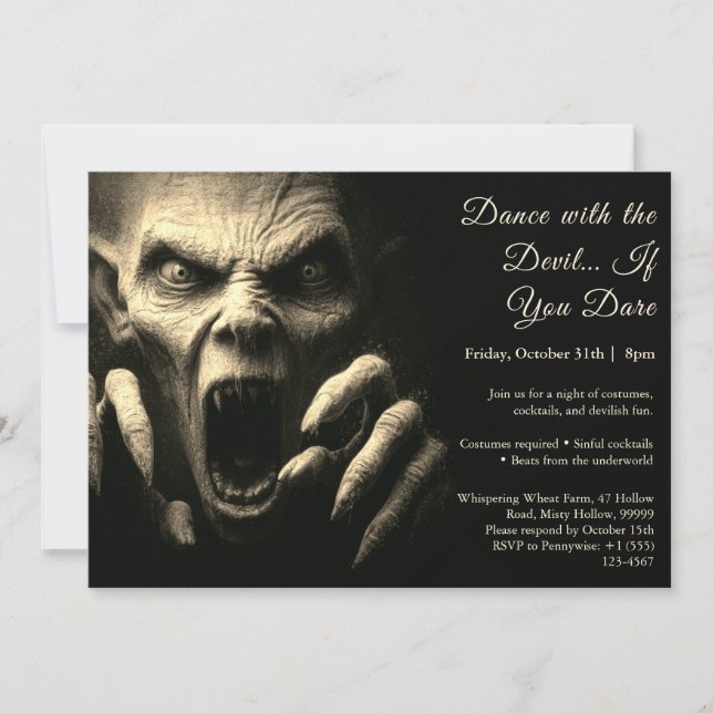 Invitación a la fiesta de disfraces de Halloween d (Anverso)