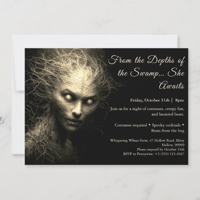 Invitación a la fiesta de disfraces de Halloween e (Anverso)