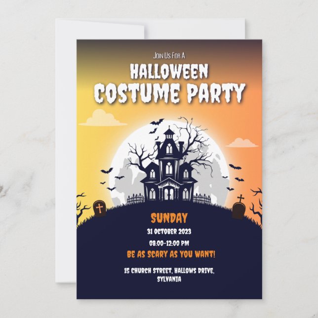 Invitación a la fiesta de disfraces de Halloween e (Anverso)