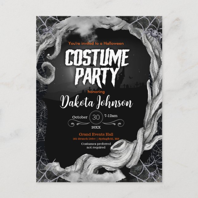 Invitación a la fiesta de disfraces de Halloween n (Anverso)
