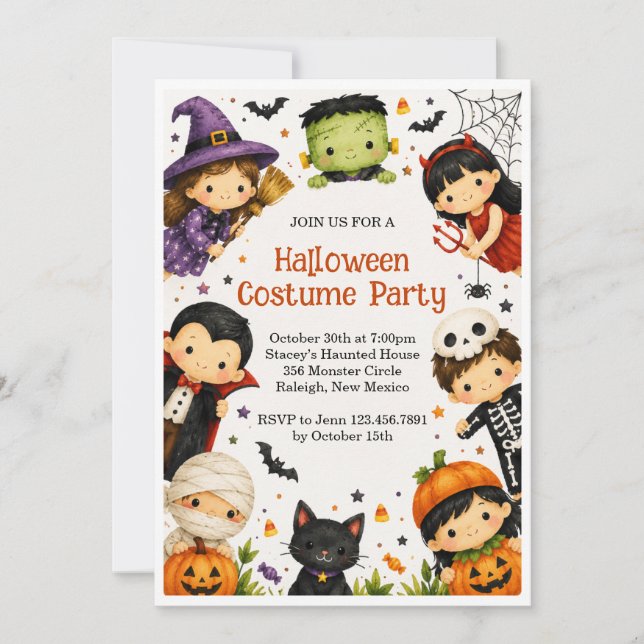 Invitación a la fiesta de disfraces de Halloween p (Anverso)