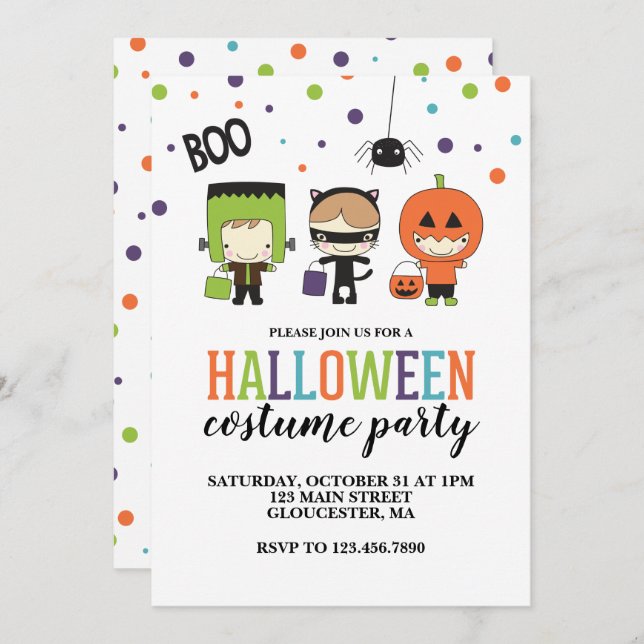 Invitación a la fiesta de disfraces de Halloween p (Anverso / Reverso)