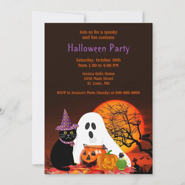 Invitación a la fiesta de disfraces de Halloween p (Anverso)