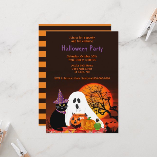 Invitación a la fiesta de disfraces de Halloween p (Anverso/Reverso In Situ)
