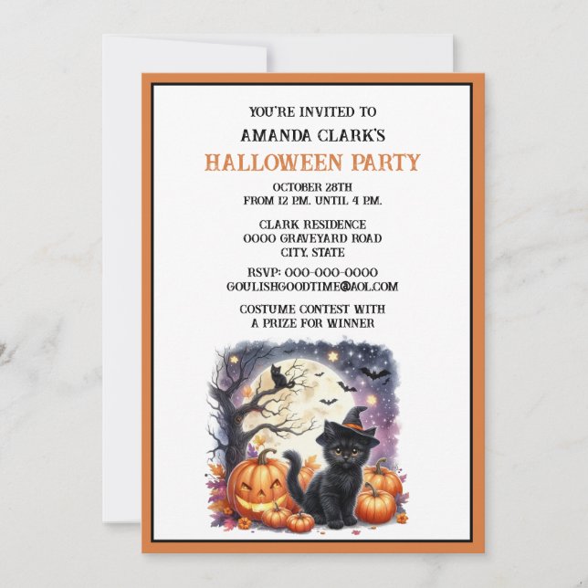 Invitación a la fiesta de disfraces de Halloween p (Anverso)