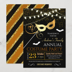 Invitación a la fiesta de disfraces de mascarada d