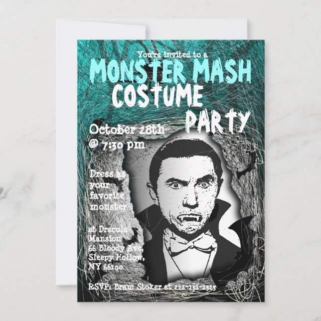 Invitación a la fiesta de disfraces de Monster Mas (Anverso)
