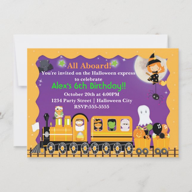 Invitación a la fiesta de disfraces de tren divert (Anverso)