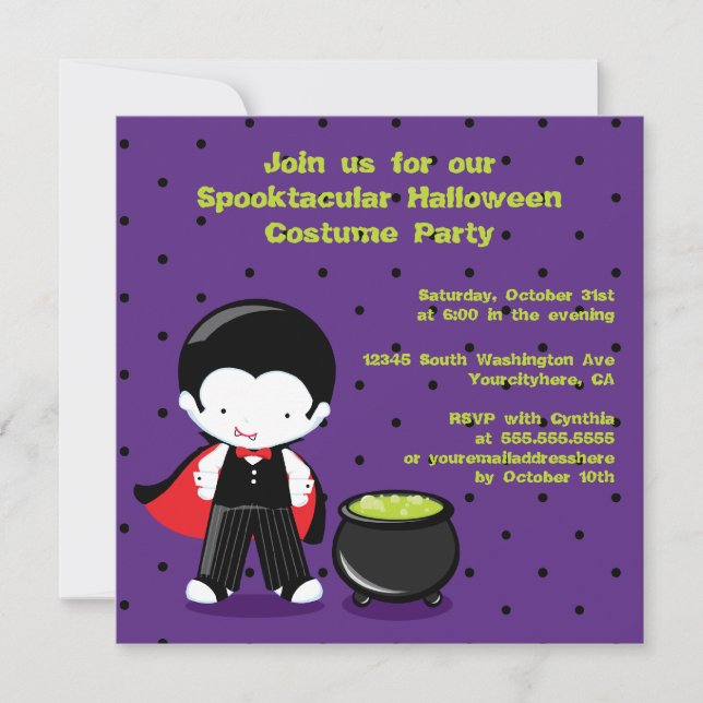 Invitación a la fiesta de disfraces de vampiros de (Anverso)