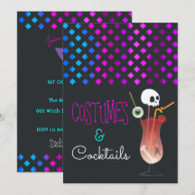 Invitación a la fiesta de disfraces y cócteles de 