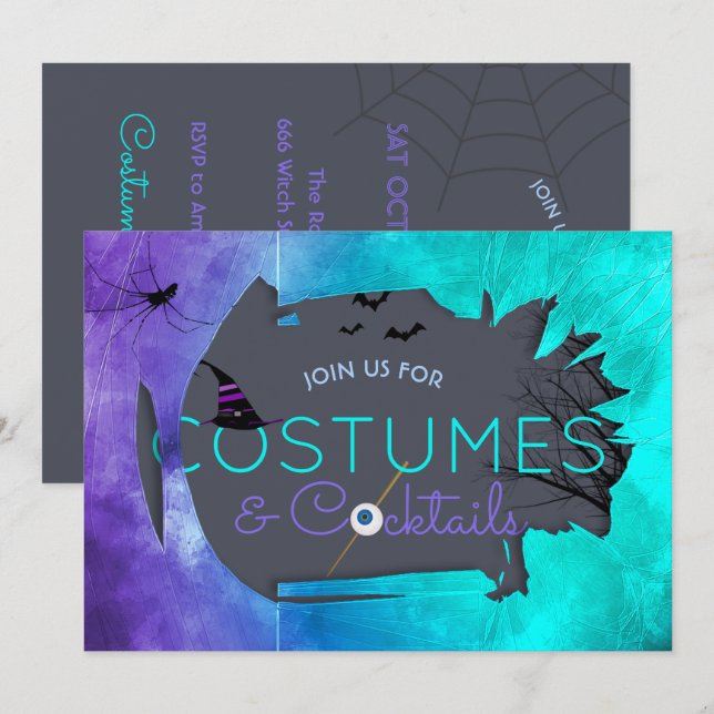 Invitación a la fiesta de disfraces y cócteles de  (Anverso / Reverso)