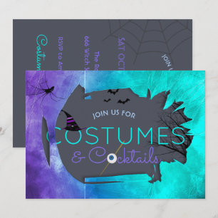Invitación a la fiesta de disfraces y cócteles de