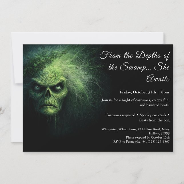 Invitación a la fiesta de disfraz de Halloween de  (Anverso)