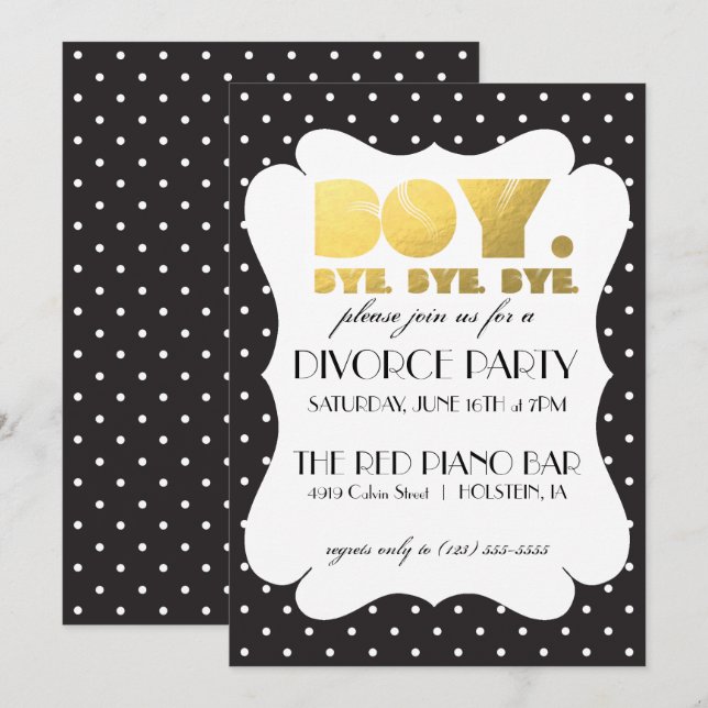 Invitación a la fiesta de divorcio - Adiós chico (Anverso / Reverso)