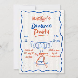 Invitación a la fiesta de divorcio con copa de cha
