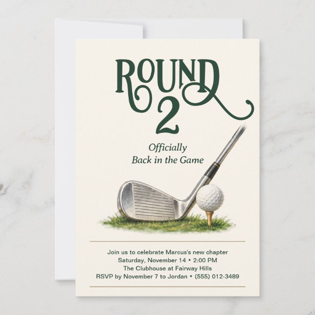 Invitación a la fiesta de divorcio de golf Round 2 (Anverso)