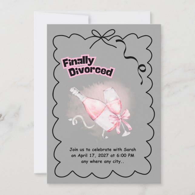 Invitación a la fiesta de divorcio Finalmente libr (Anverso)