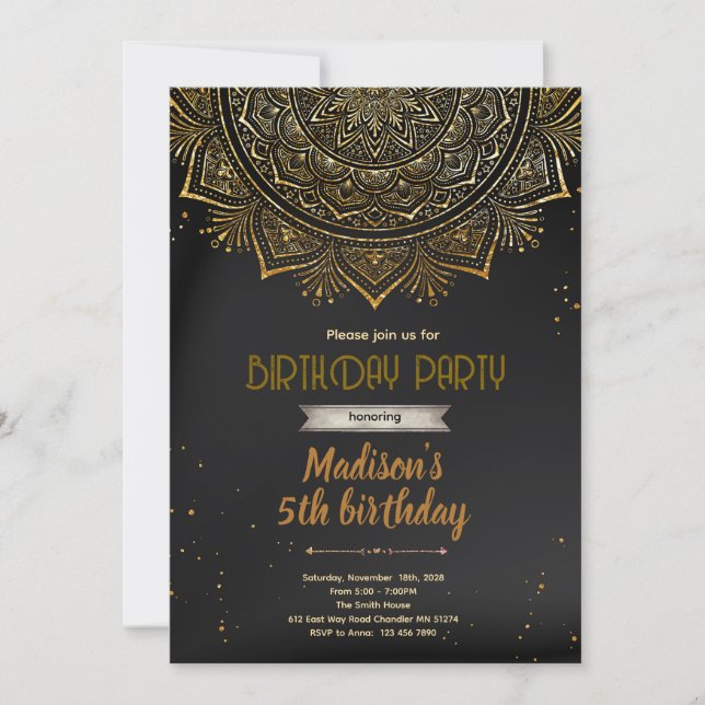 invitación a la fiesta de Diwali de Mandala (Anverso)