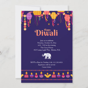 Invitación a la fiesta de Diwali feliz