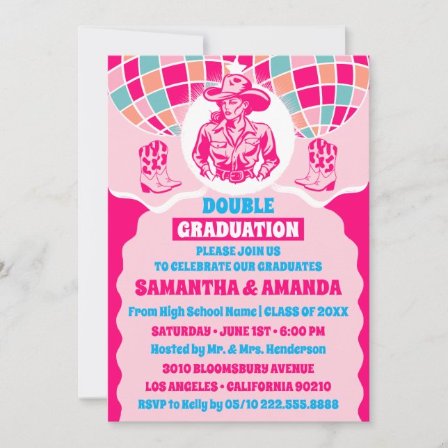 Invitación a la fiesta de doble graduación de la c (Anverso)