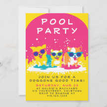 Invitación a la fiesta de Doggie Pool | PERSONALIZ
