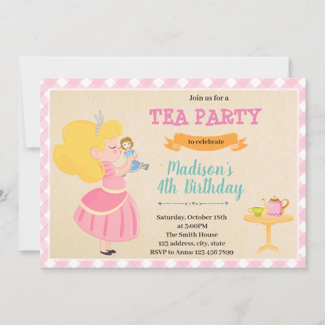 Invitación a la fiesta de Doll tea (Anverso)