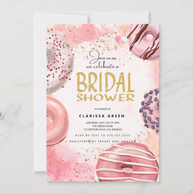 Invitación a la fiesta de Donut BRIDAL SHOWER (Anverso)