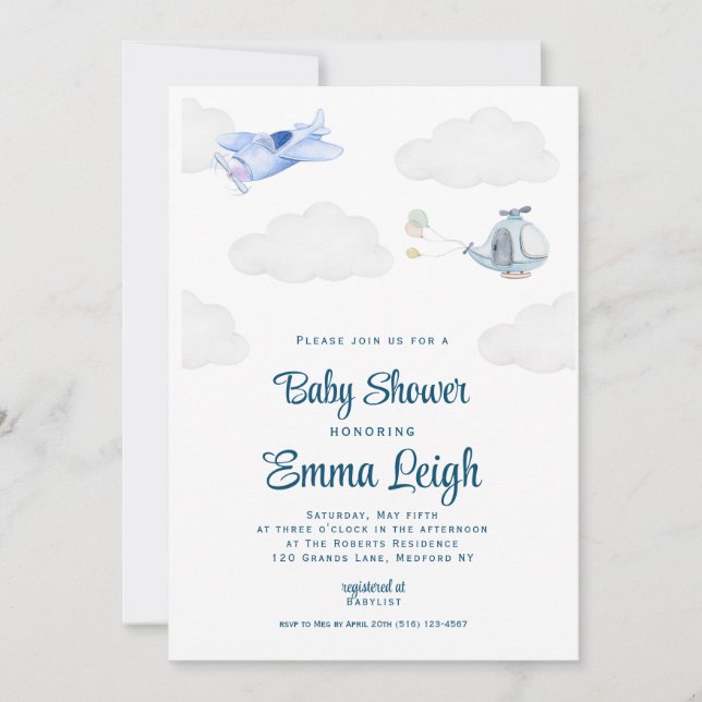 Invitación a la fiesta de ducha Baby Shower (Anverso)