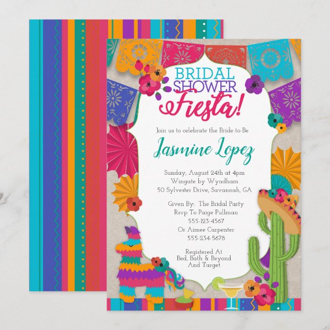Invitación a la Fiesta de Ducha Bridal (Anverso / Reverso)