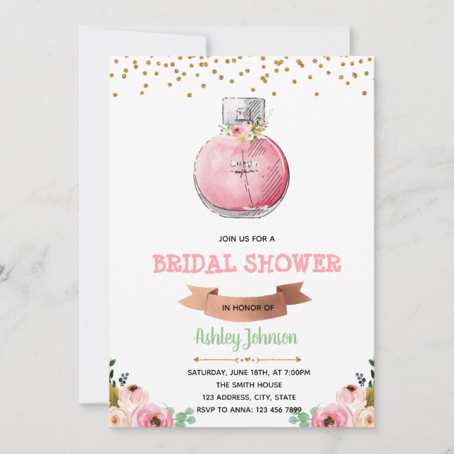 Invitación a la fiesta de ducha de novia Perfume (Anverso)
